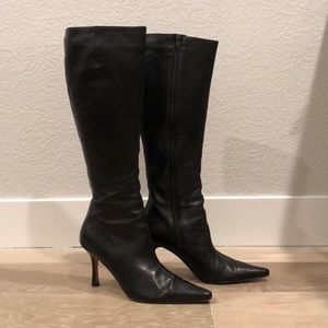 Issac Mizrahi Knee High Black Leather Boots-Size 9